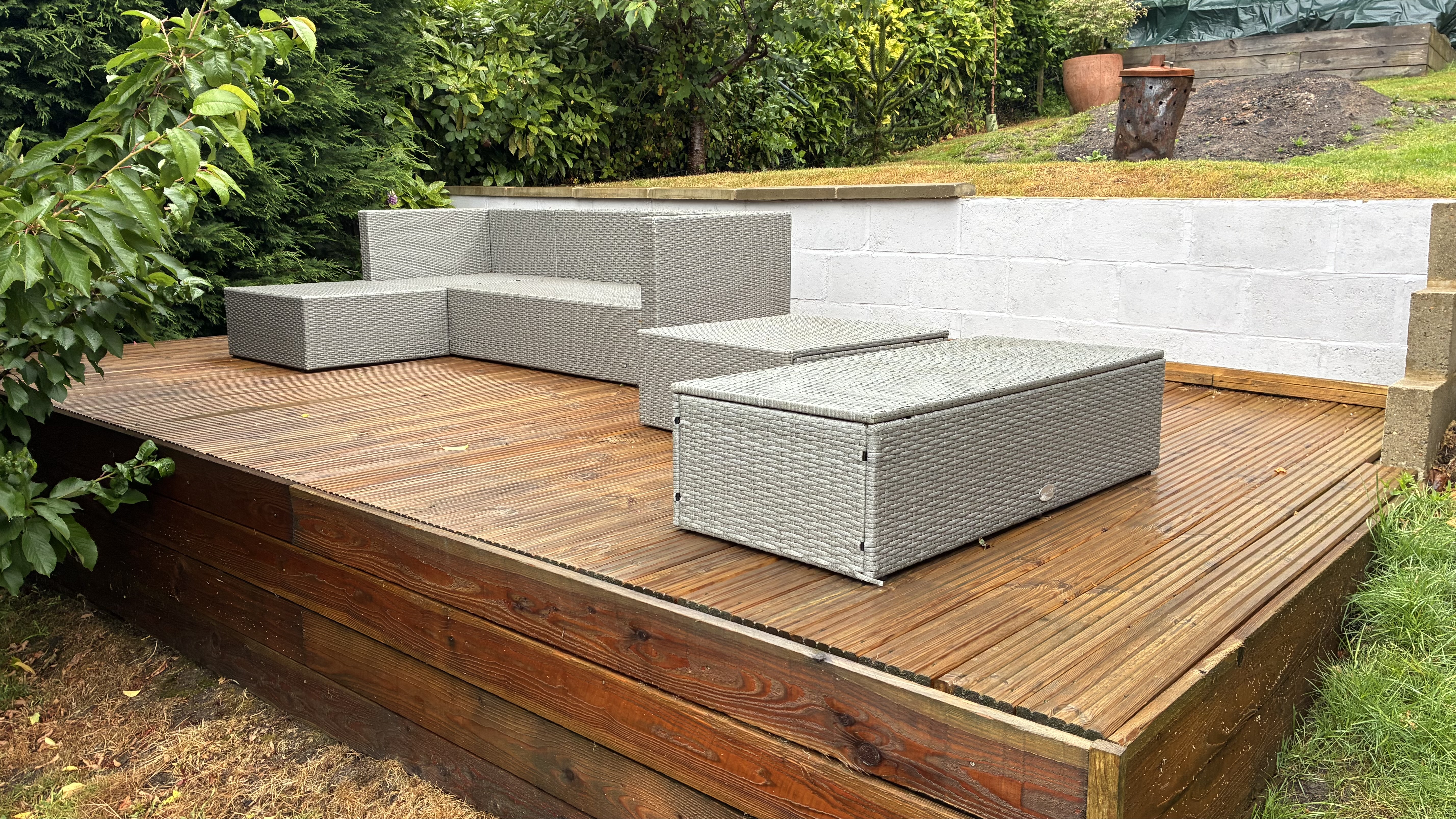 sloped garden decking